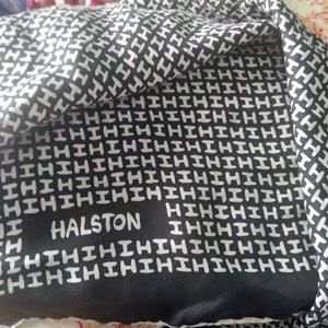 Vintage Halston 100% Silk Scarf 25" Square Classic Black and White